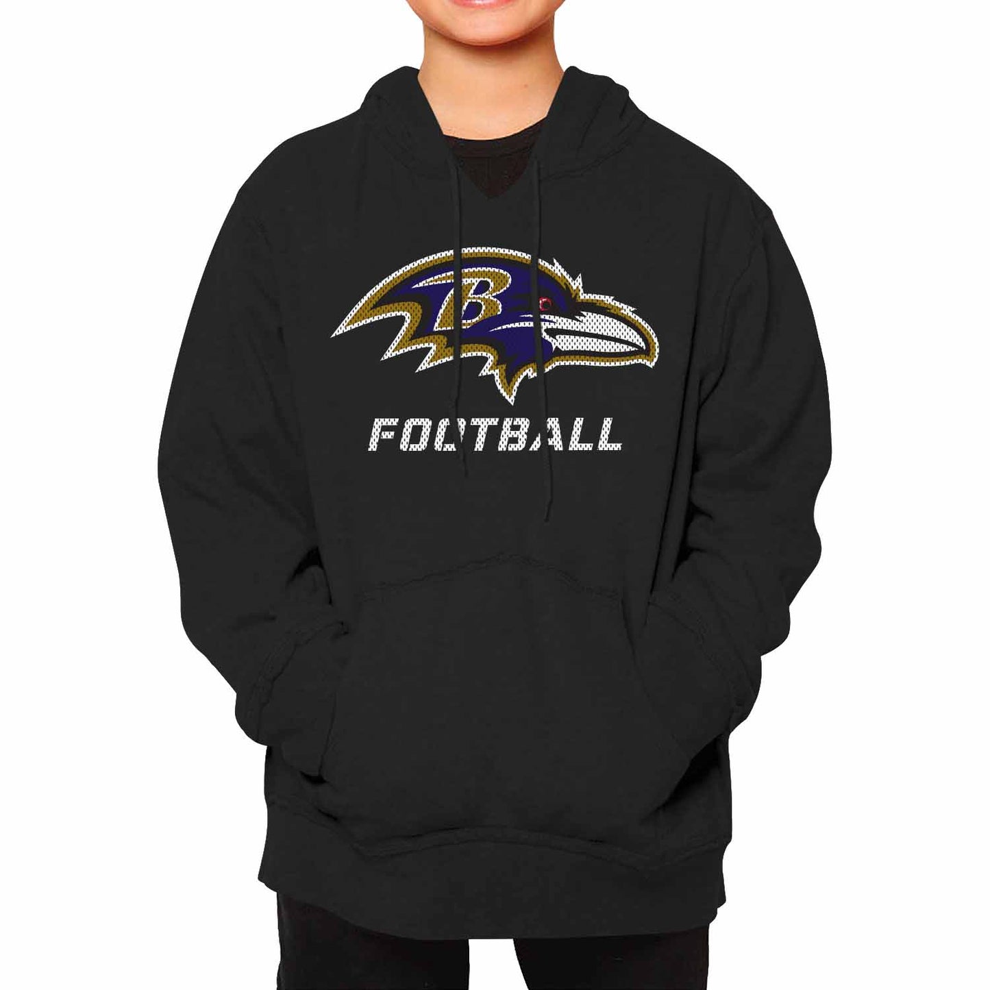 Baltimore Ravens NFL Youth Run City Hoodie- Kids Pro Football Pullover Sweatshirt Kids Clothes - Black