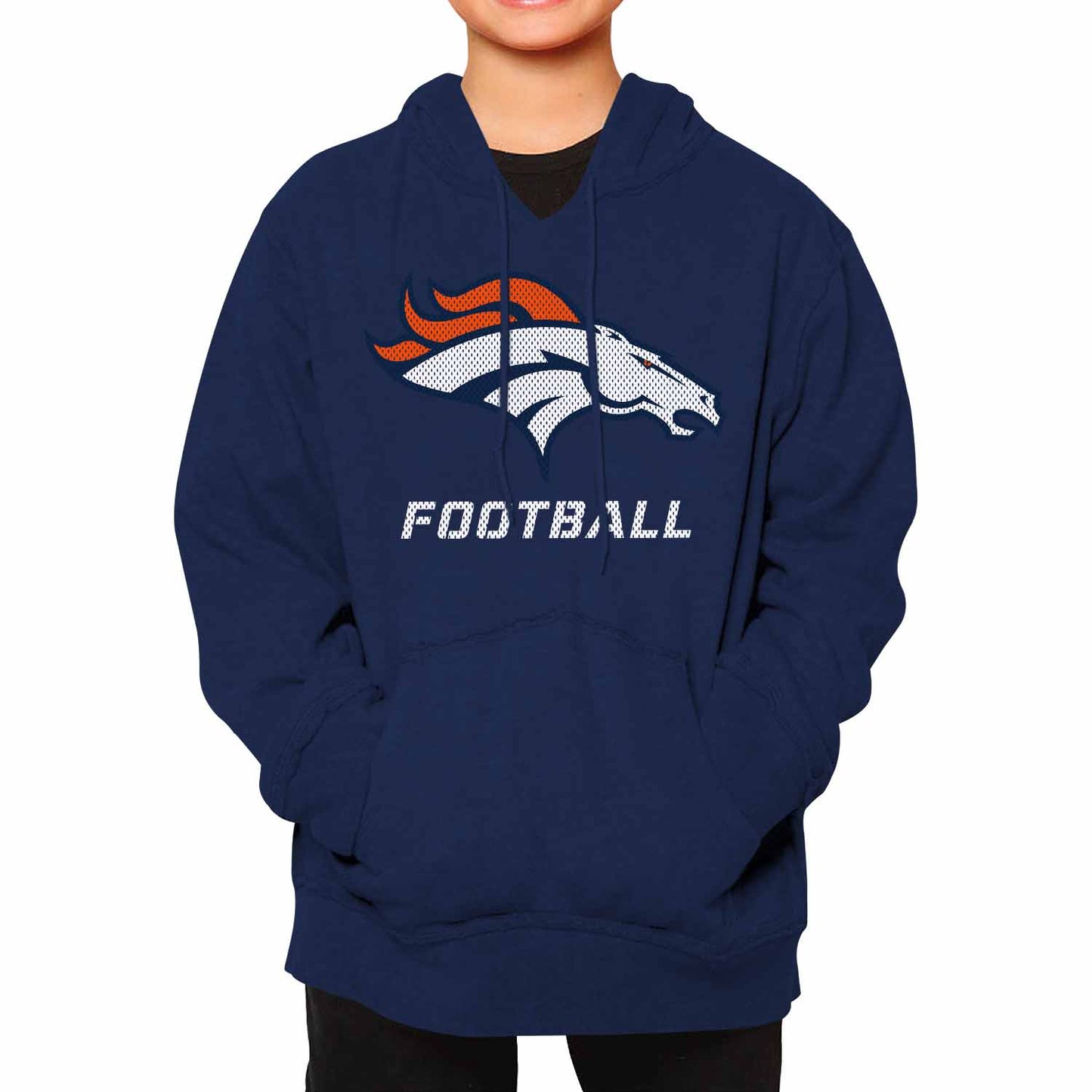 Denver Broncos NFL Youth Run City Hoodie- Kids Pro Football Pullover Sweatshirt Kids Clothes - Navy