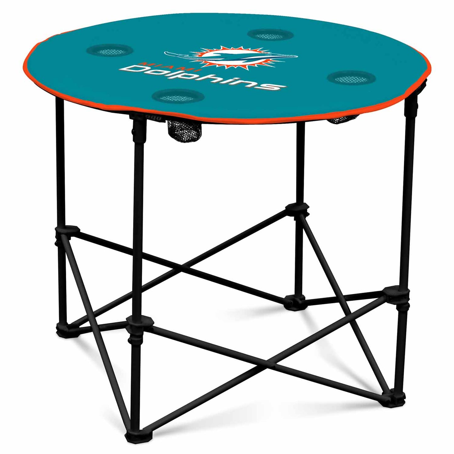 Miami Dolphins NFL Portable Round Tailgate Table With Carrying Bag - Aqua
