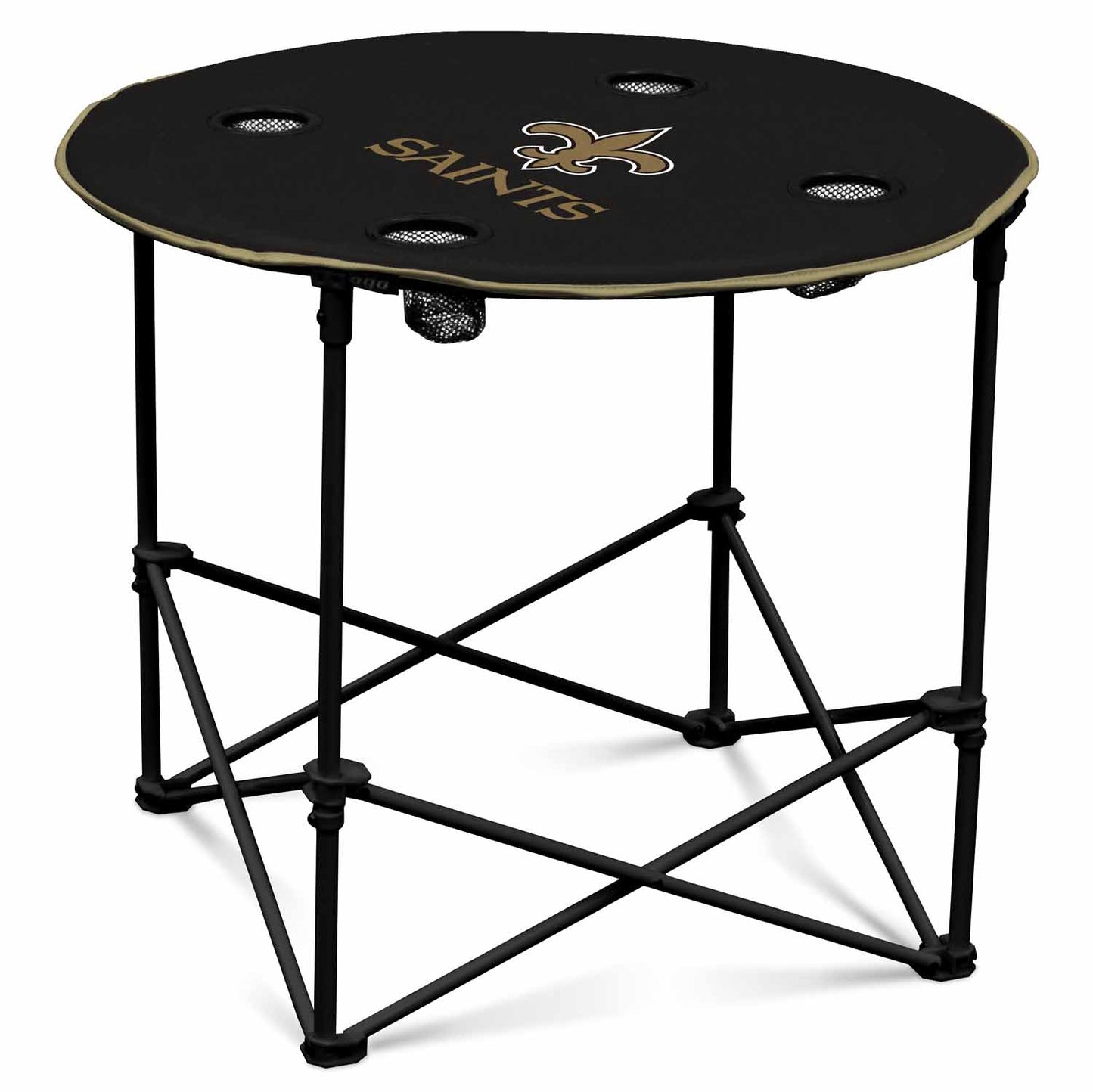 New Orleans Saints NFL Portable Round Tailgate Table With Carrying Bag - Black