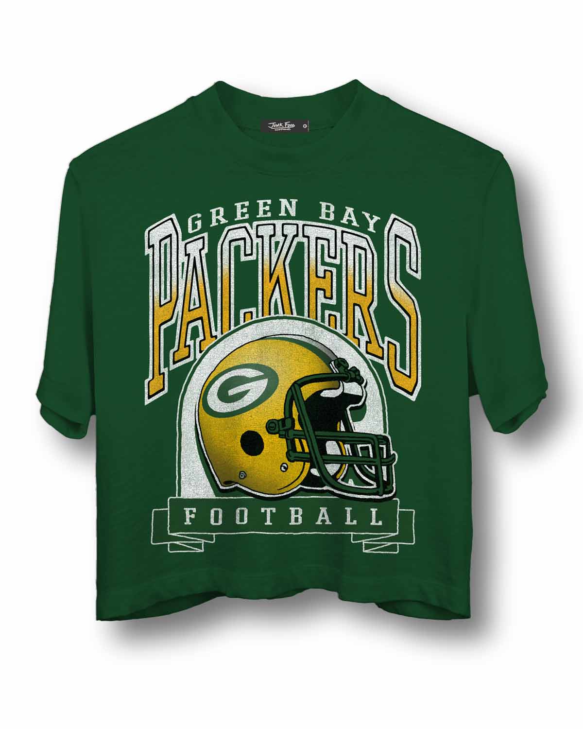 Green Bay Packers Junk Food NFL Women's Franchise Helmet Crop T-Shirt - Hunter Green