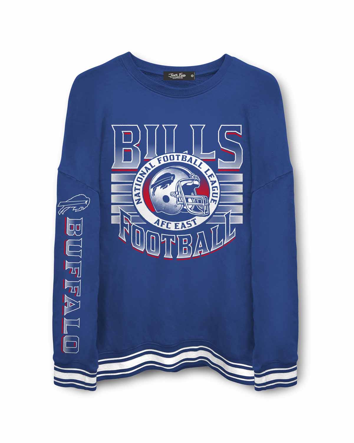 Buffalo Bills Junk Food NFL Men's Franchise Striped Rib Crewneck Fleece - Royal