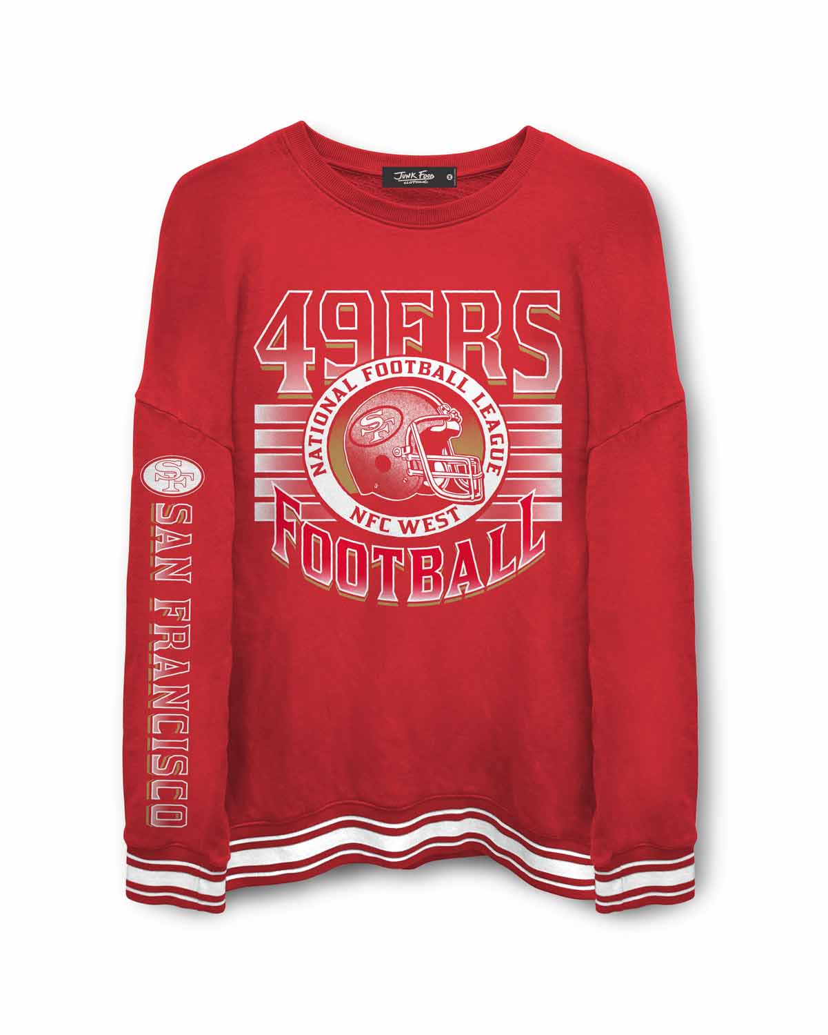 San Francisco 49ers Junk Food NFL Men's Franchise Striped Rib Crewneck Fleece - Red