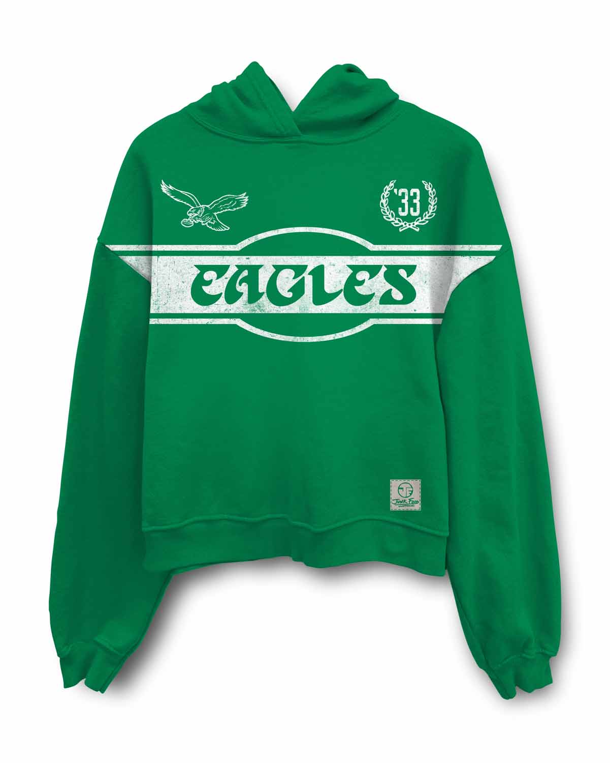 Philadelphia Eagles Junk Food NFL Women's Franchise Oversized Heritage Crop Hoodie - Kelly Green