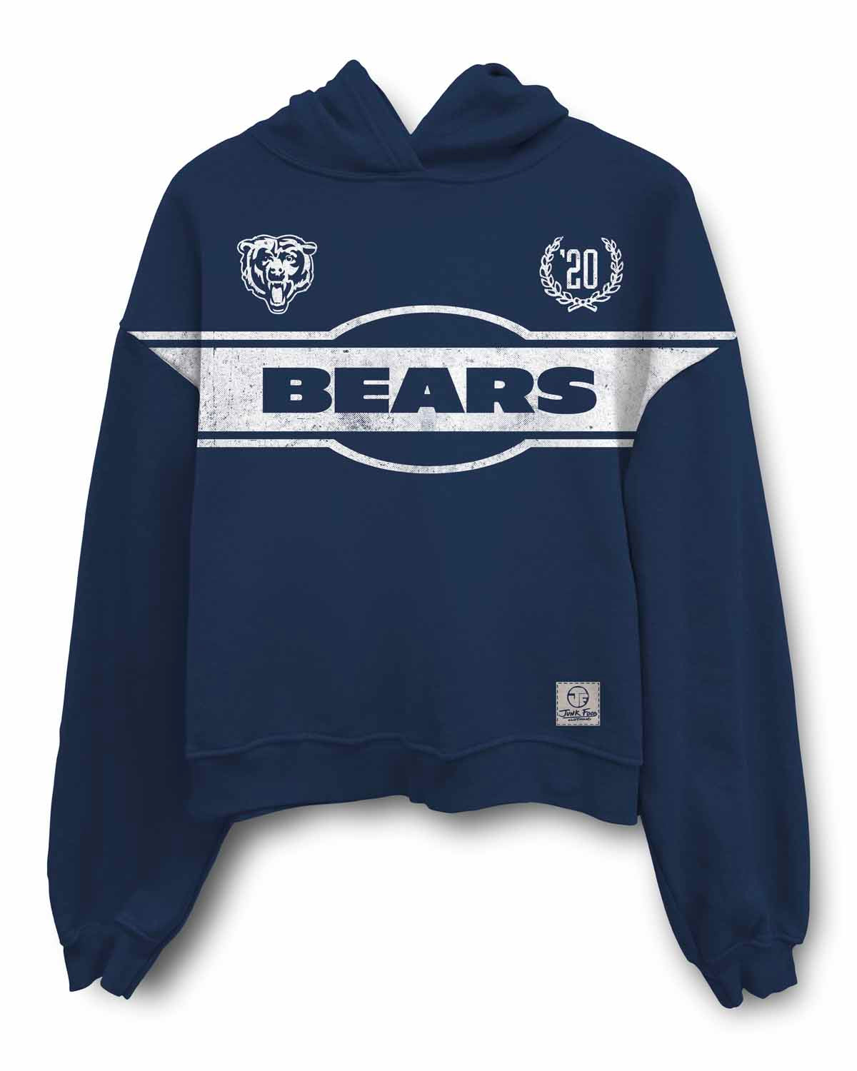 Chicago Bears Junk Food NFL Women's Franchise Oversized Heritage Crop Hoodie - Navy