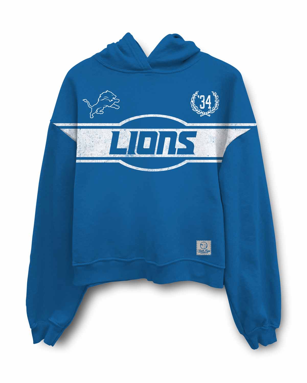 Detroit Lions Junk Food NFL Women's Franchise Oversized Heritage Crop Hoodie - Blue
