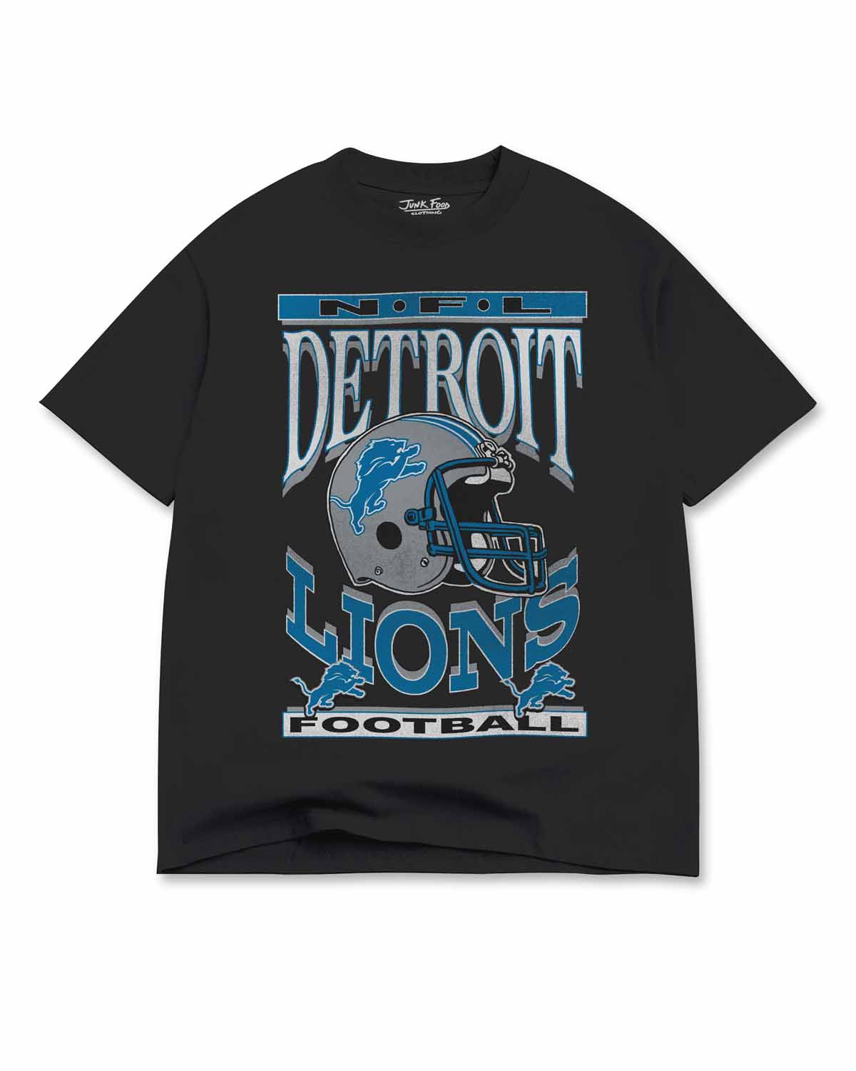 Detroit Lions Junk Food NFL Men's Franchise Oversized Enzyme Wash T-Shirt - Black