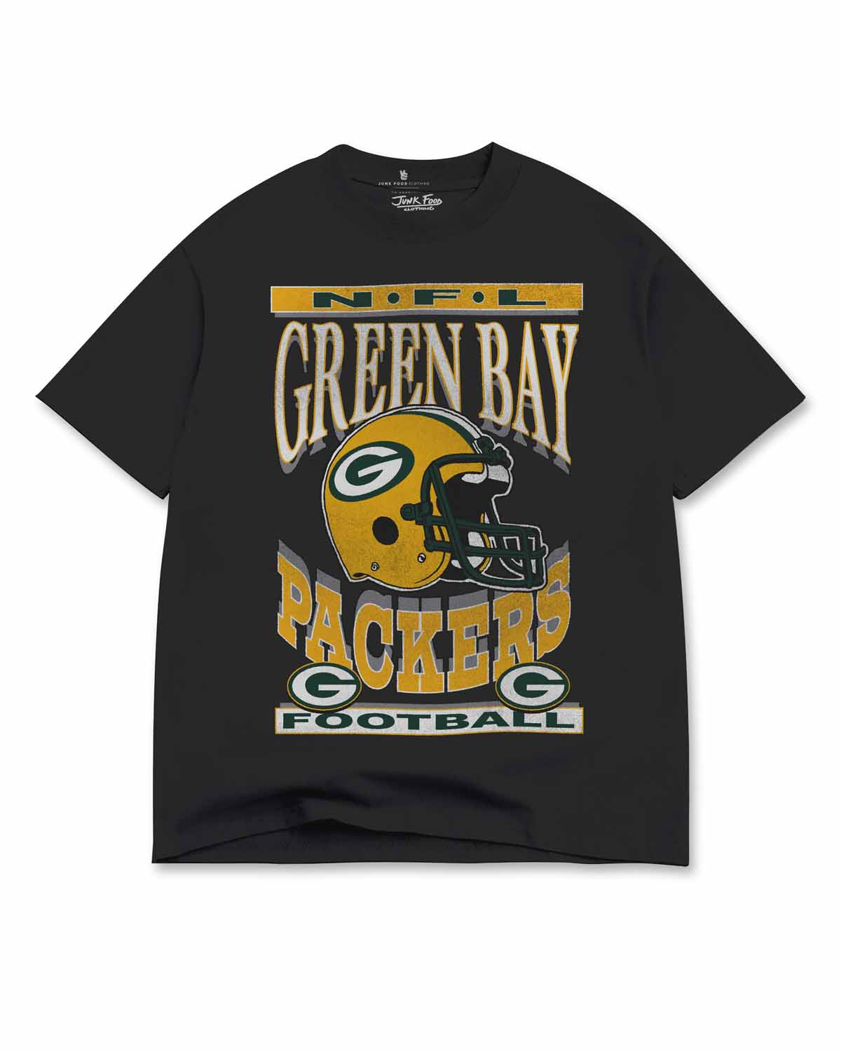 Green Bay Packers Junk Food NFL Men's Franchise Oversized Enzyme Wash T-Shirt - Black