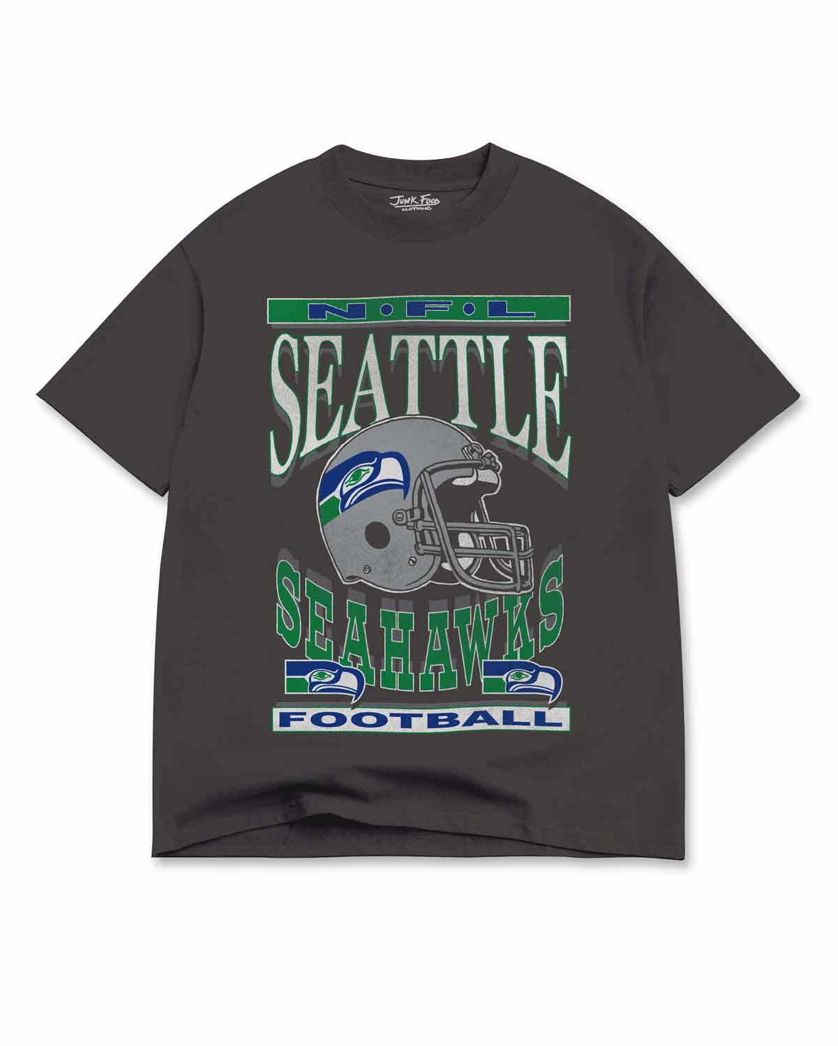 Seattle Seahawks Junk Food NFL Men's Franchise Oversized Enzyme Wash T-Shirt - Black
