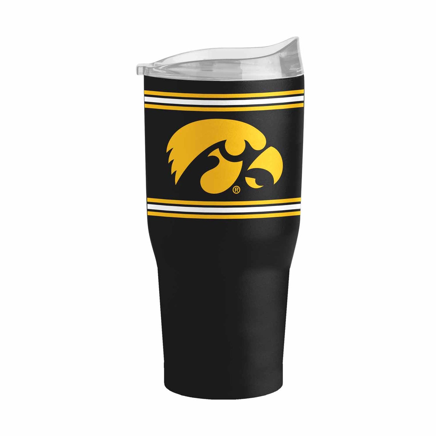 Iowa Hawkeyes NCAA 30 oz Stripe Powder Coat Tumbler Vacuum Insulated - Black