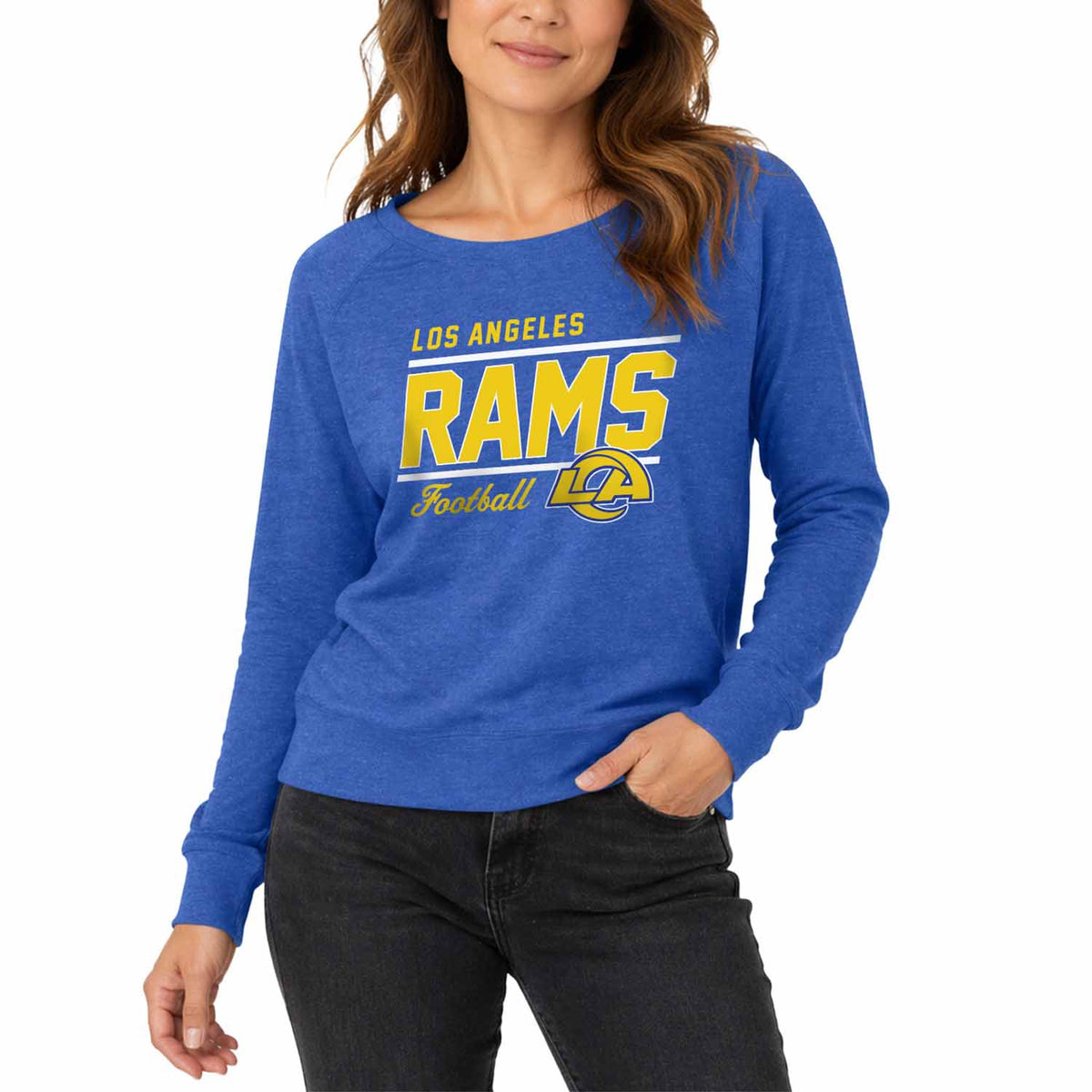 Los Angeles Rams NFL Womens Crew Neck Light Weight - Royal Heather