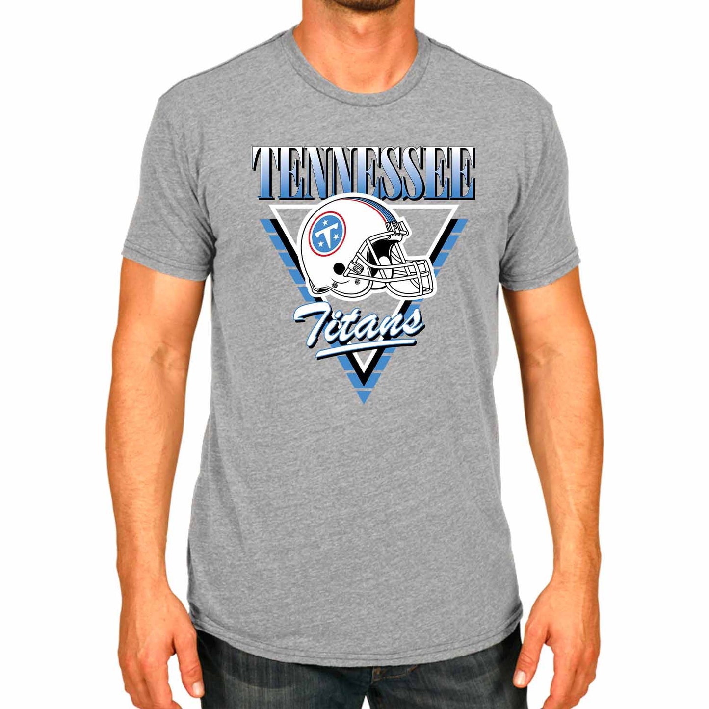 Tennessee Titans NFL Adult Retro Triangle Unisex T-Shirt - Sport Gray