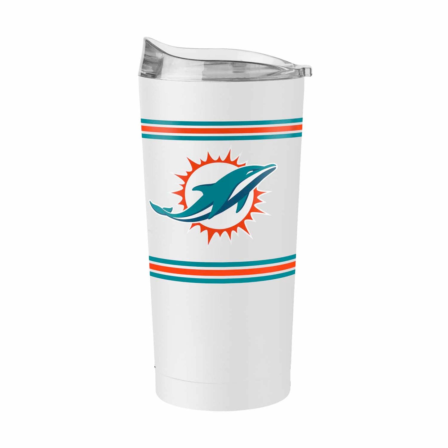 Miami Dolphins 20 oz Stripe Powder Coat Tumbler Vacuum Insulated - White
