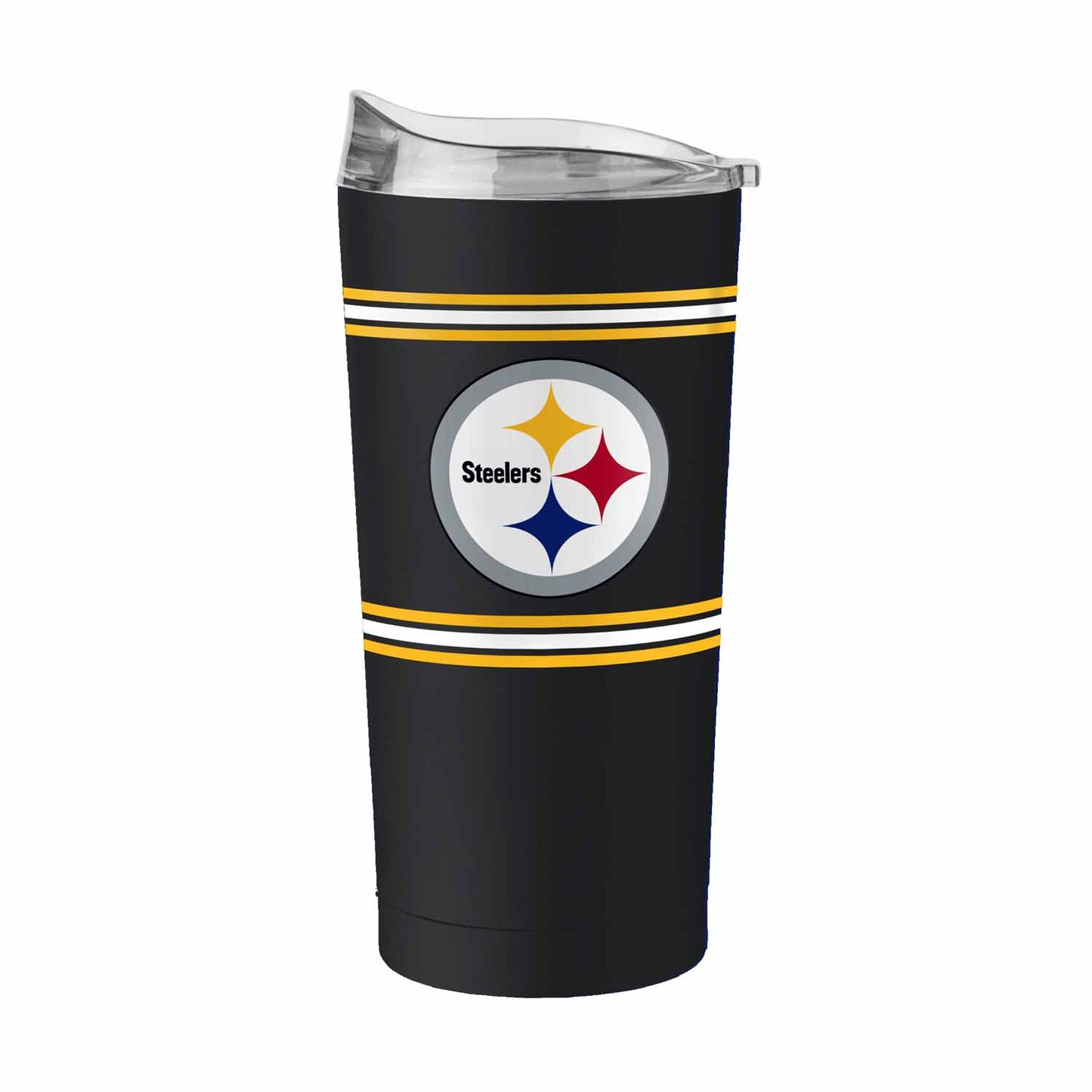 Pittsburgh Steelers 20 oz Stripe Powder Coat Tumbler Vacuum Insulated - Black