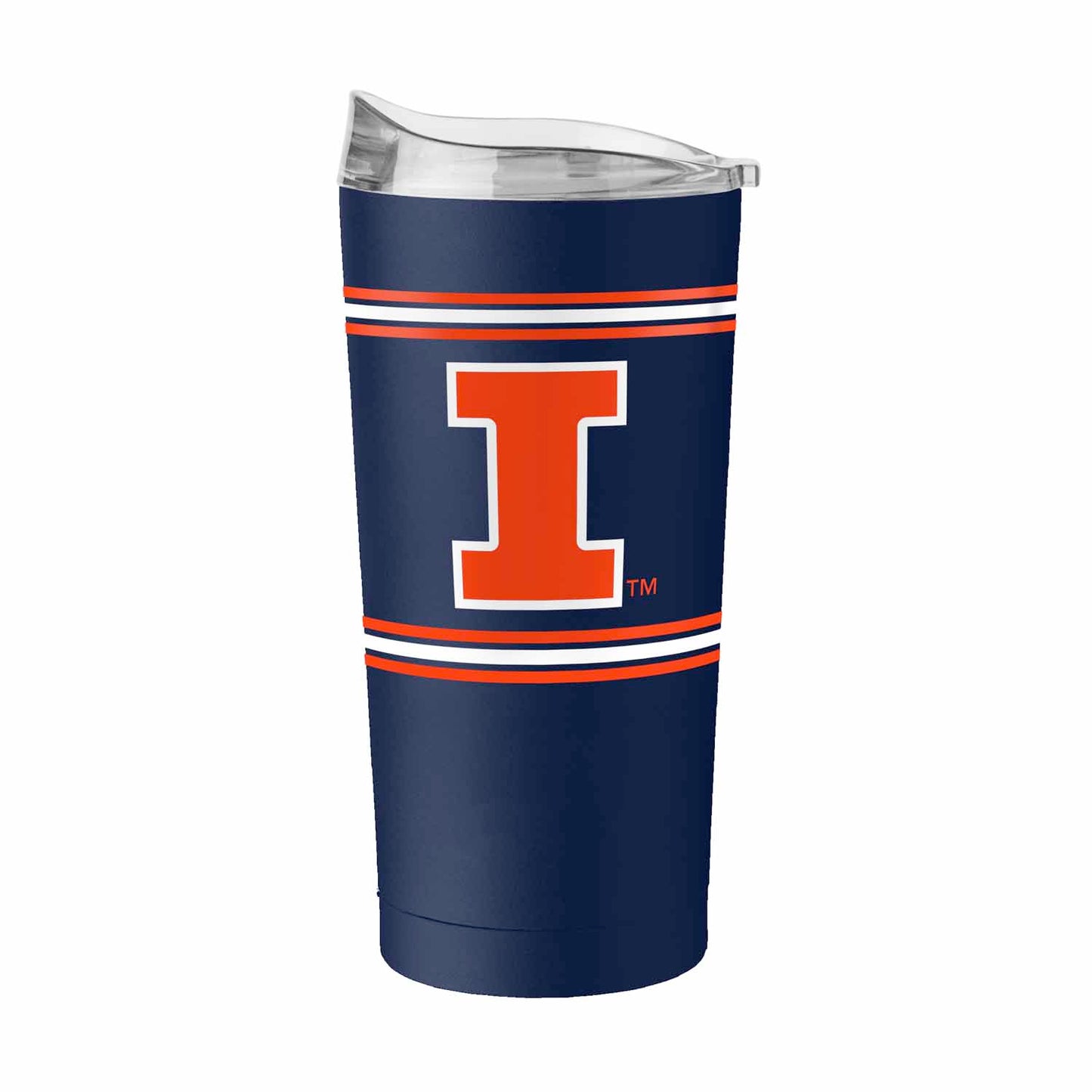 Illinois Fighting Illini 20 oz Stripe Powder Coat Tumbler Vacuum Insulated - Navy