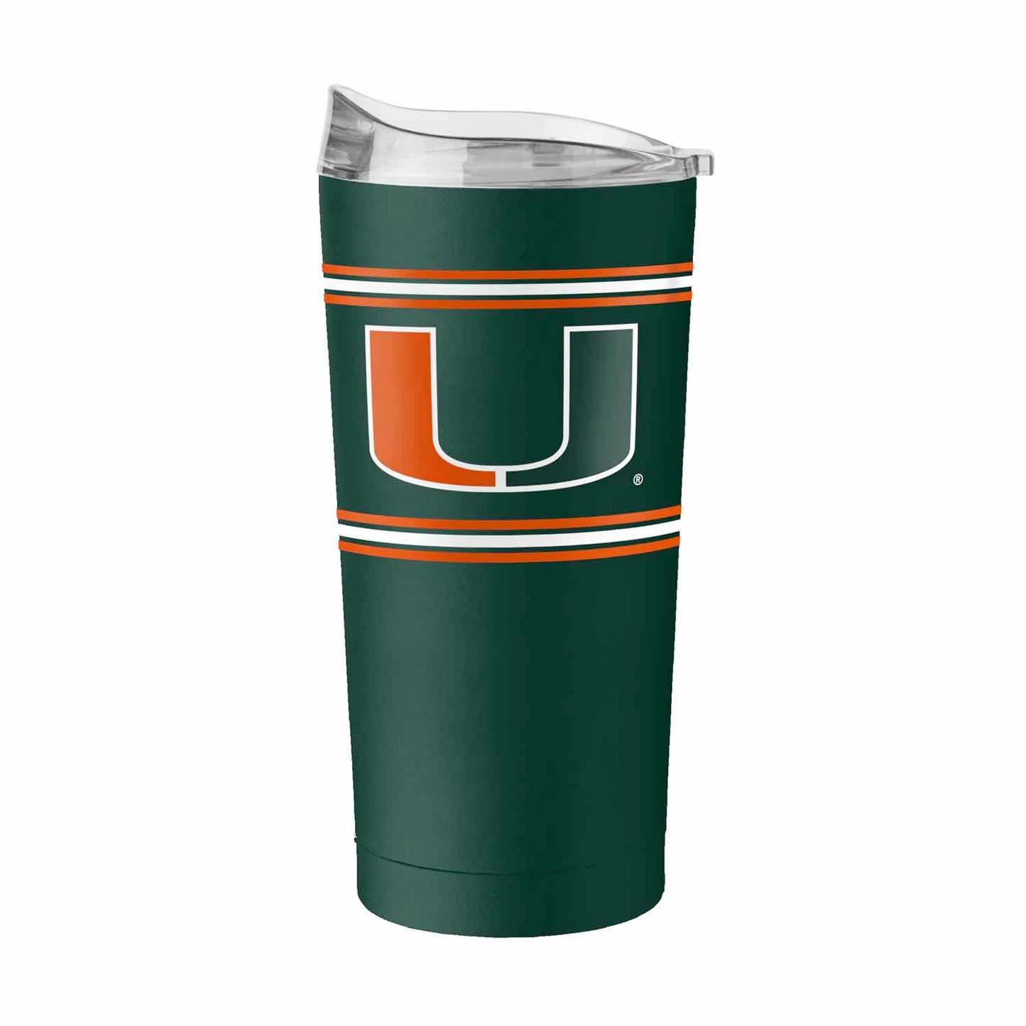 Miami Hurricanes 20 oz Stripe Powder Coat Tumbler Vacuum Insulated - Hunter Green