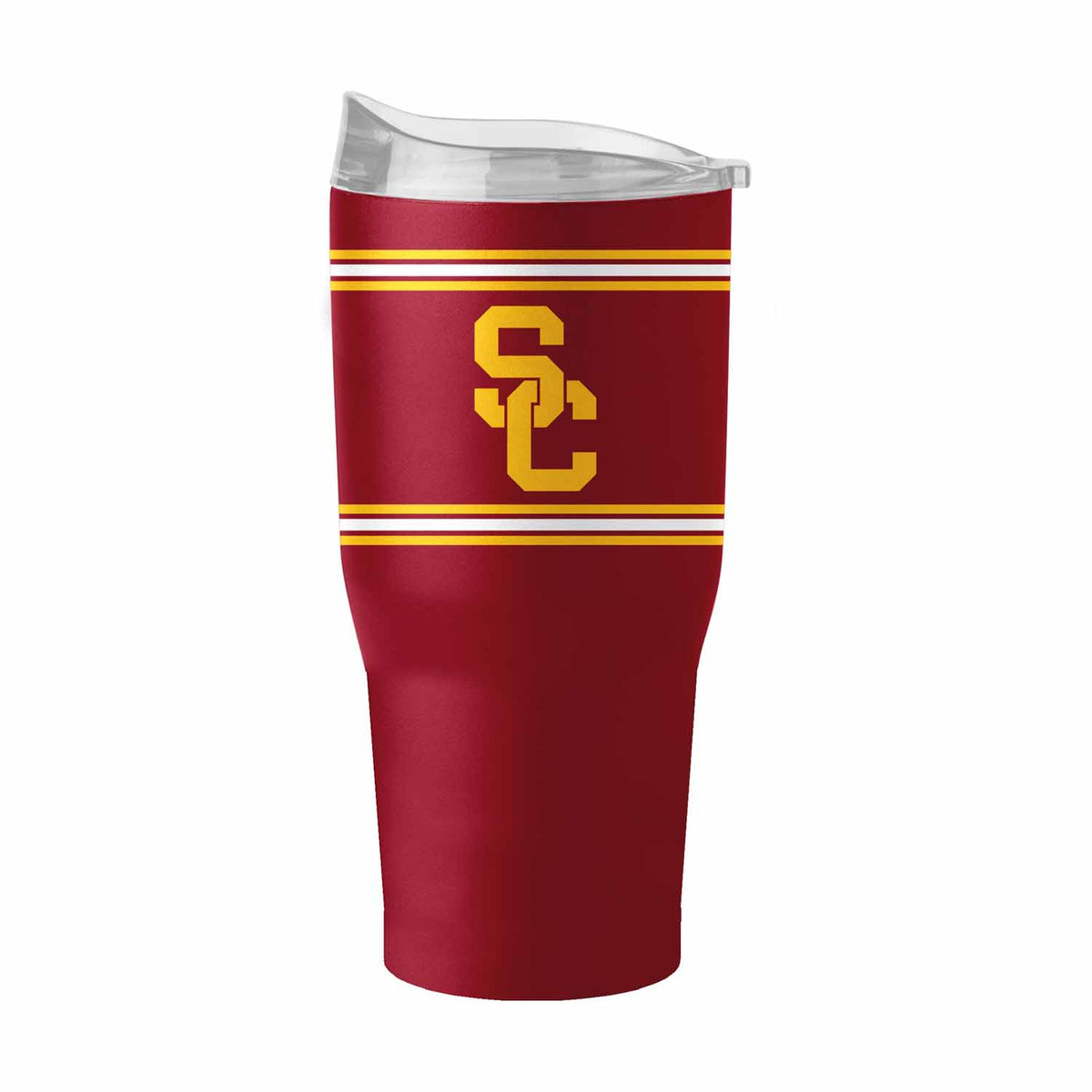 USC Trojans NCAA 30 oz Stripe Powder Coat Tumbler Vacuum Insulated - Cardinal