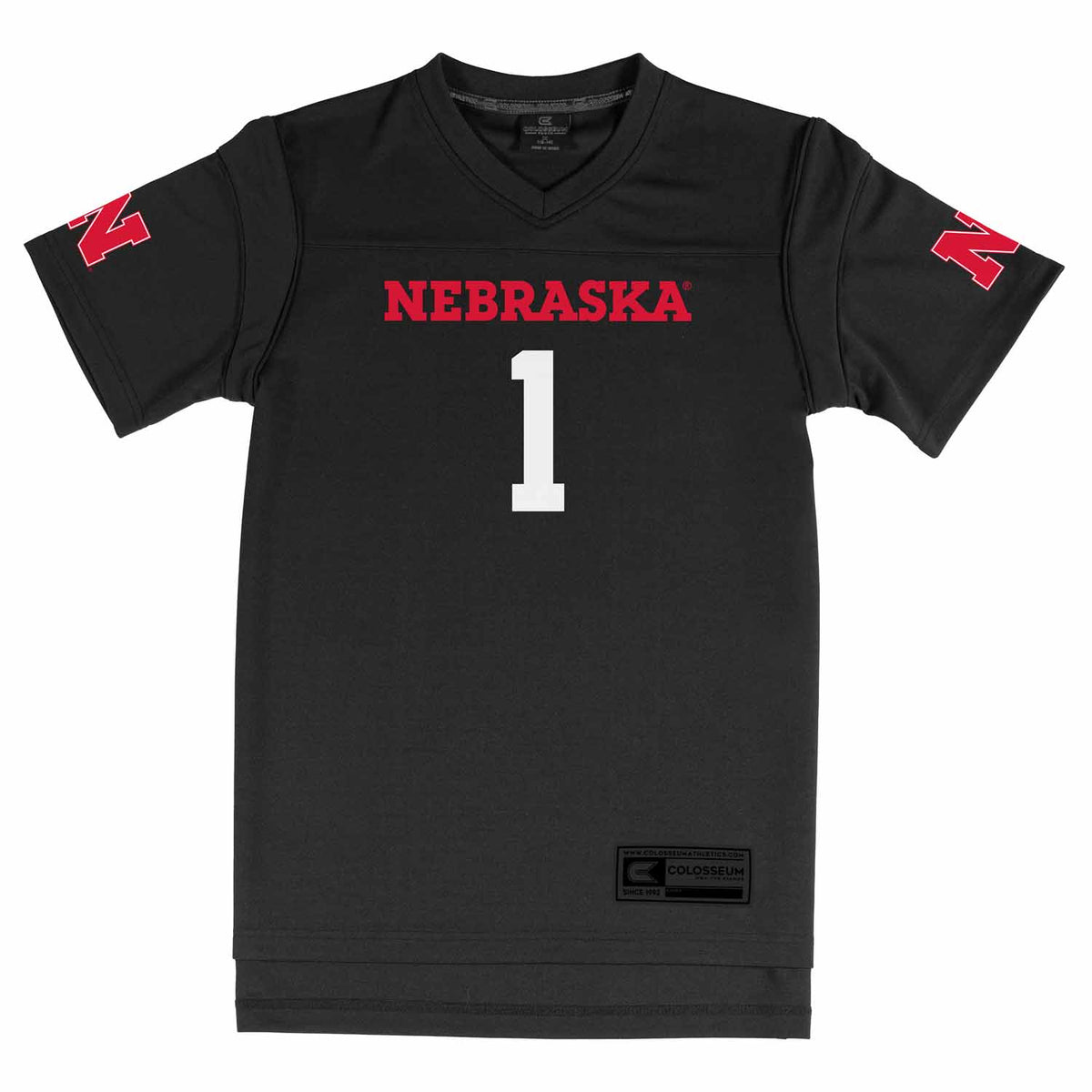 Nebraska Cornhuskers NCAA College Football Jersey Youth Officially licensed NCAA; 100% polyester jersey; screen-printed team graphics front back - Black