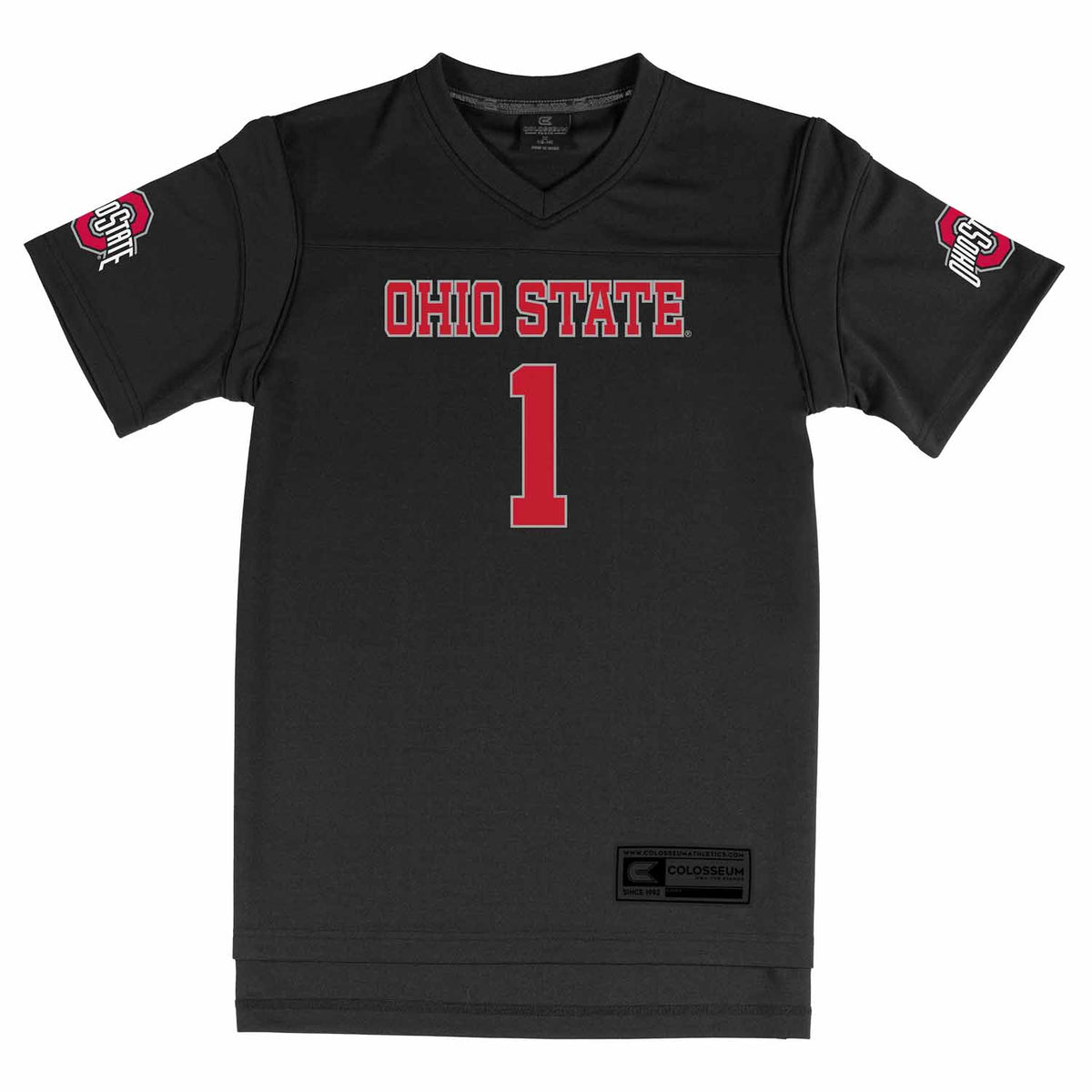 Ohio State Buckeyes NCAA College Football Jersey Youth Officially licensed NCAA; 100% polyester jersey; screen-printed team graphics front back - Black