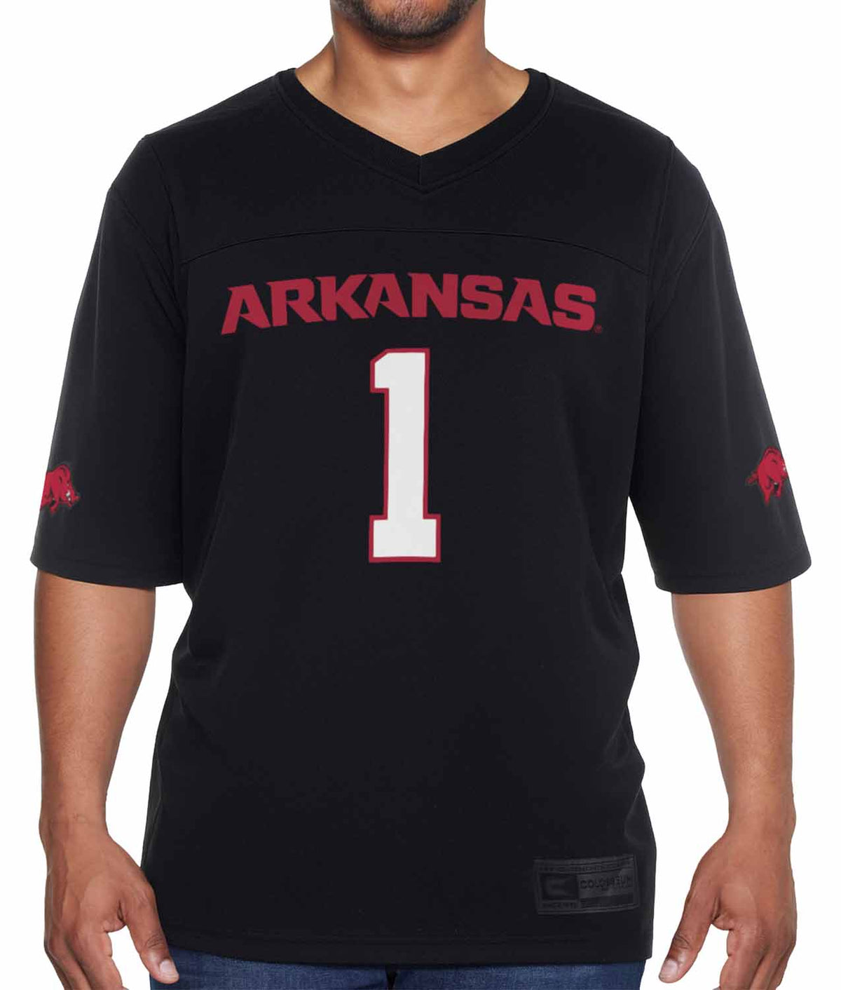 Arkansas Razorbacks NCAA College Football Jersey Men Women Officially licensed NCAA; 100% polyester jersey; screen-printed team graphics front - Black