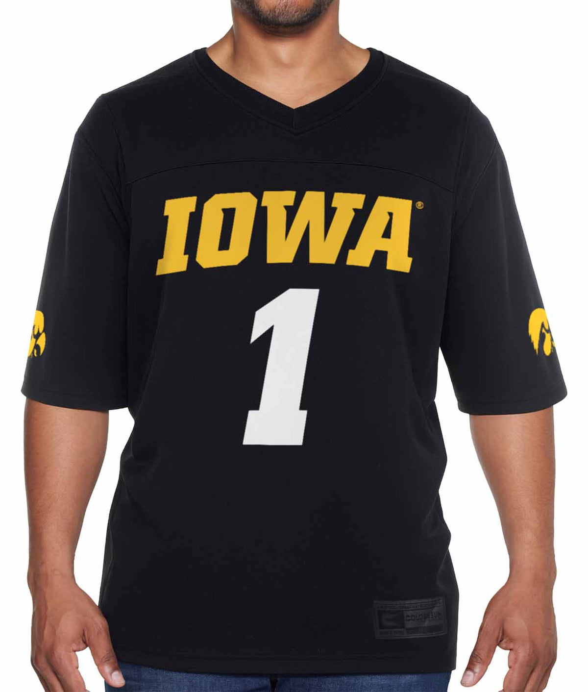 Iowa Hawkeyes NCAA College Football Jersey Men Women Officially licensed NCAA; 100% polyester jersey; screen-printed team graphics front - Black