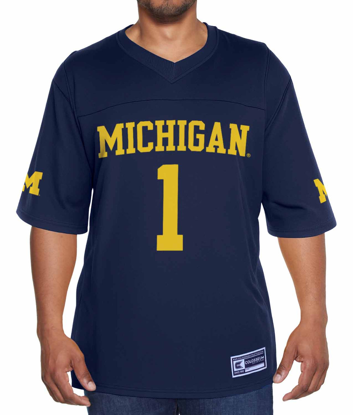 Michigan Wolverines NCAA College Football Jersey Men Women Officially licensed NCAA; 100% polyester jersey; screen-printed team graphics front - Navy