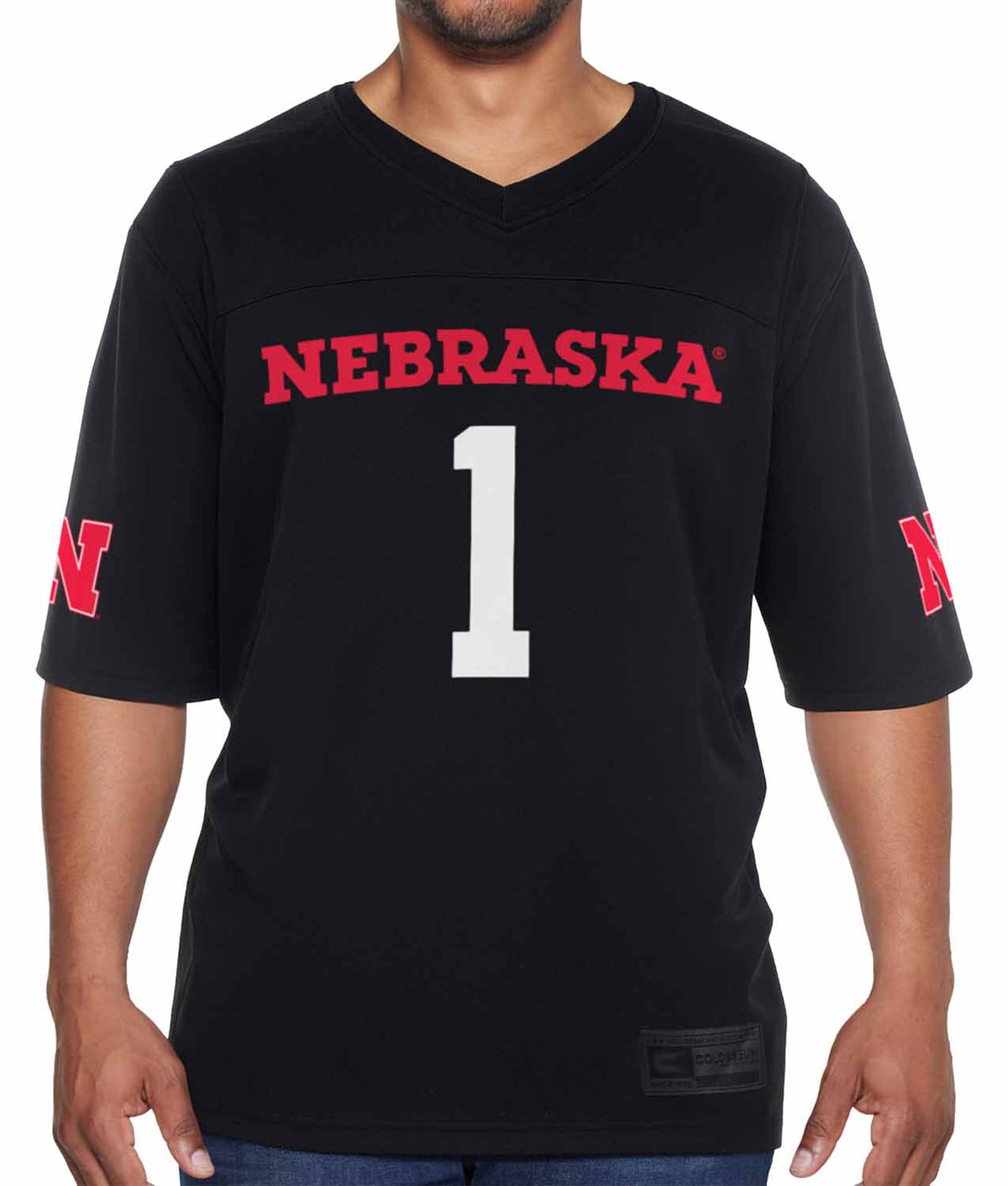 Nebraska Cornhuskers NCAA College Football Jersey Men Women Officially licensed NCAA; 100% polyester jersey; screen-printed team graphics front - Black