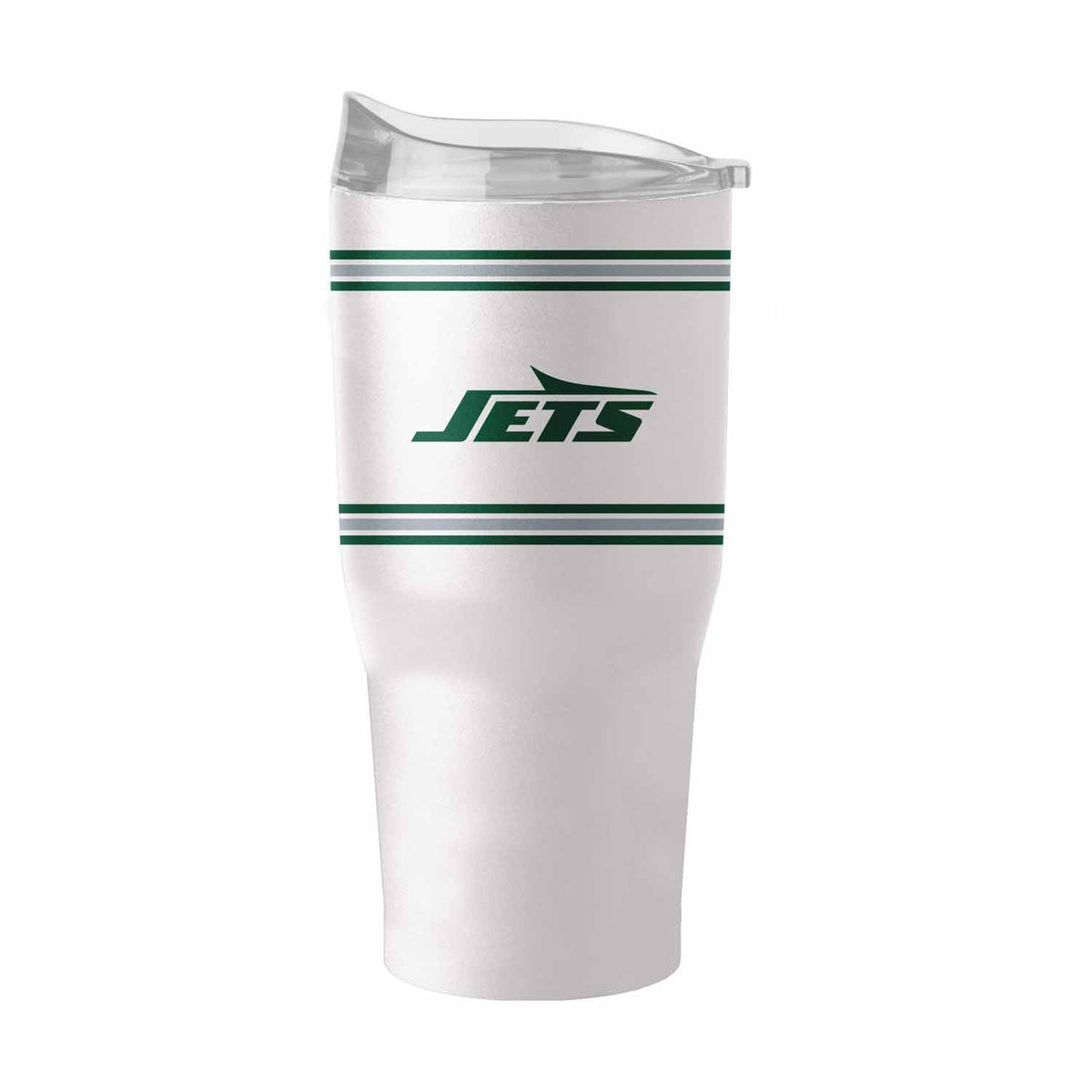 New York Jets 30 oz Stripe Powder Coat Tumbler | NFL Stainless Steel - White