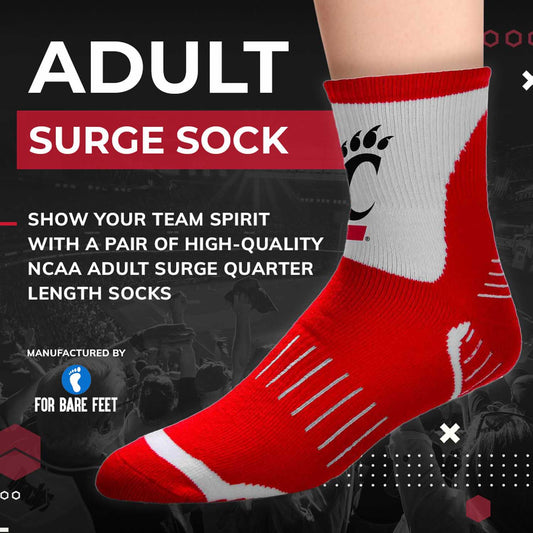 Cincinnati Bearcats Adult NCAA Surge Quarter Length Crew Socks - Red