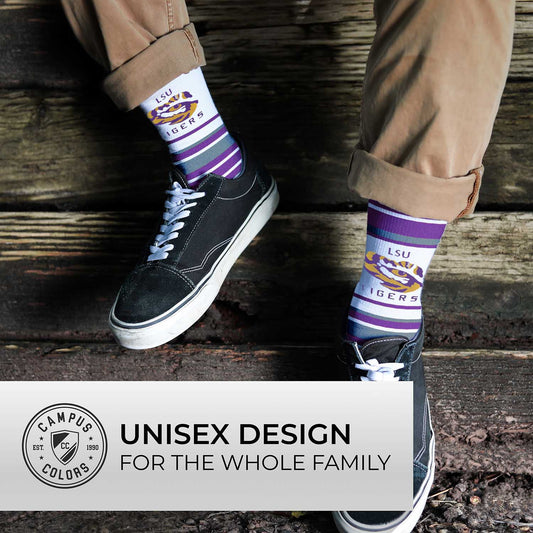 LSU Tigers Collegiate University Striped Dress Socks - Purple