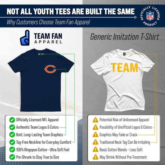 Chicago Bears Team Fan Apparel NFL Youth Final Countdown Tee- Pro Football T-Shirt For Boys & Girls - Navy
