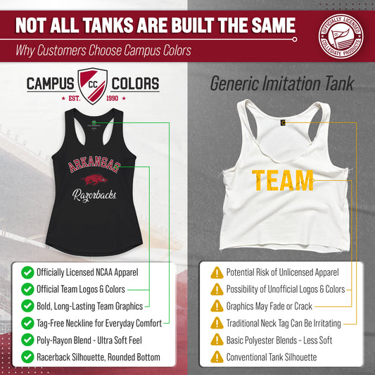 Arkansas Razorbacks Women's Tailgate Racerback Tank Top NCAA Licensed - Black Heather
