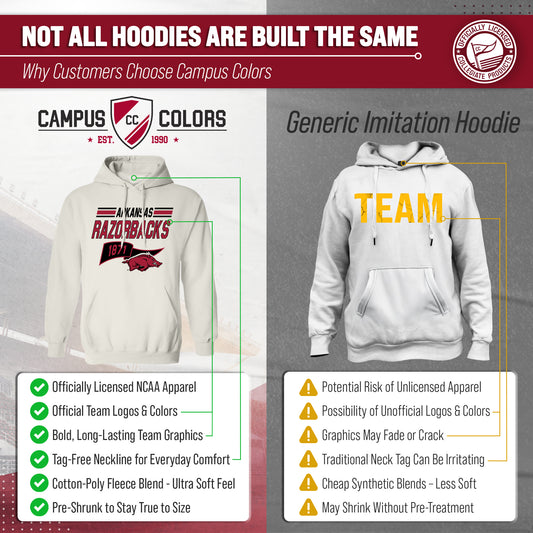 Arkansas Razorbacks NCAA Varsity Club Pennant Hoodie Fleece Men Women - Off White