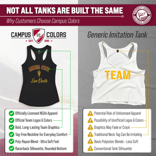 Arizona State Sun Devils Women's Tailgate Racerback Tank Top NCAA Licensed - Black Heather