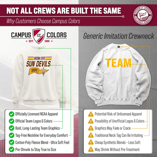 Arizona State Sun Devils Arizona State Varsity Pennant Crewneck Sweatshirt Men Women Fleece - Off White