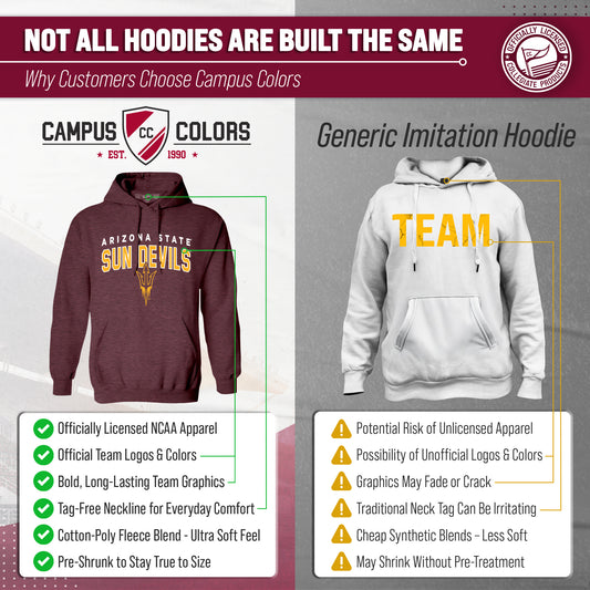 Arizona State Sun Devils Hoodie Heathered Fleece Sweatshirt - Maroon Heather