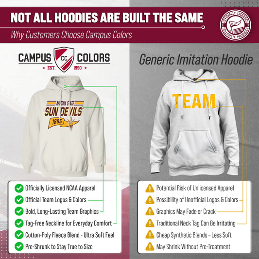 Arizona State Sun Devils NCAA Varsity Club Pennant Hoodie Fleece Men Women - Off White