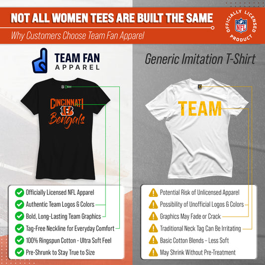 Cincinnati Bengals NFL Women's Paintbrush Fitted T-Shirt Short Sleeve - Black