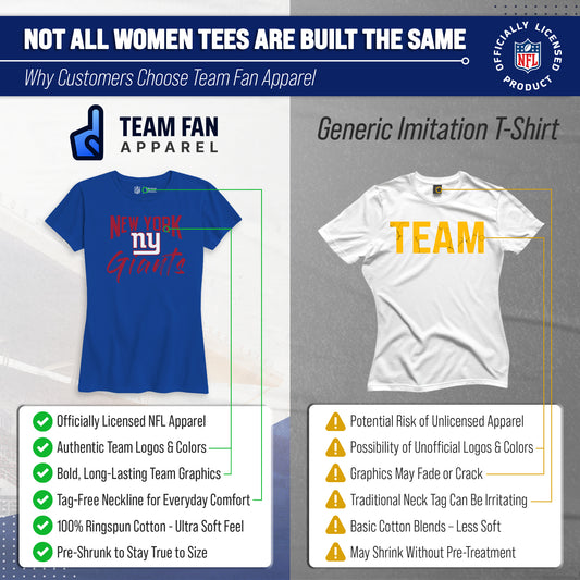 New York Giants NFL Women's Paintbrush Fitted T-Shirt Short Sleeve - Royal