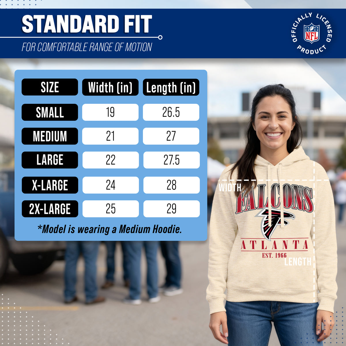 Atlanta Falcons Women's NFL Starstruck Fleece Pullover Hoodie - Cream