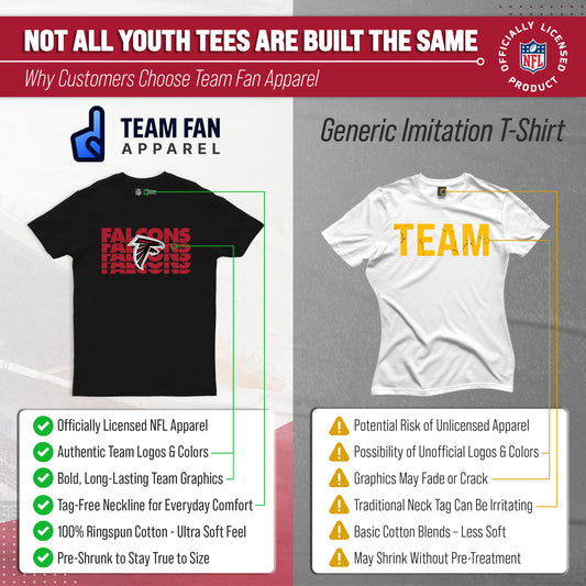 Atlanta Falcons NFL Youth Repeating Logo Football T-Shirt - Black