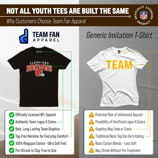 Cleveland Browns NFL Youth Starting Fresh Tee- Pro Football Heather T-Shirt For Boys & Girls - Black