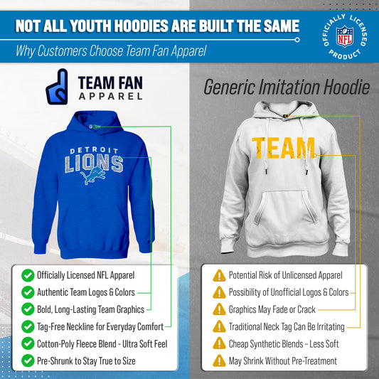 Detroit Lions NFL Youth Starting Fresh Hoodie for Boys and Girls - Royal