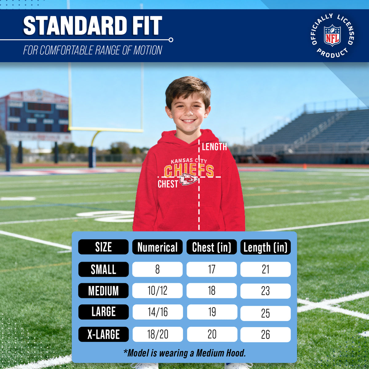 Kansas City Chiefs NFL Youth Starting Fresh Hoodie for Boys and Girls - Red
