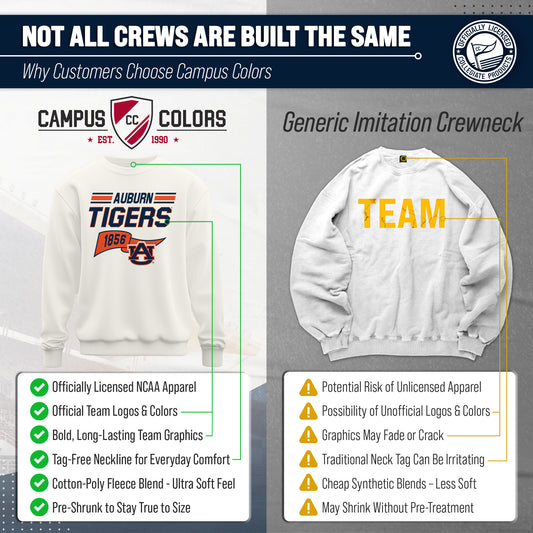 Auburn Tigers Varsity Pennant Crewneck Sweatshirt Men Women Fleece - Off White