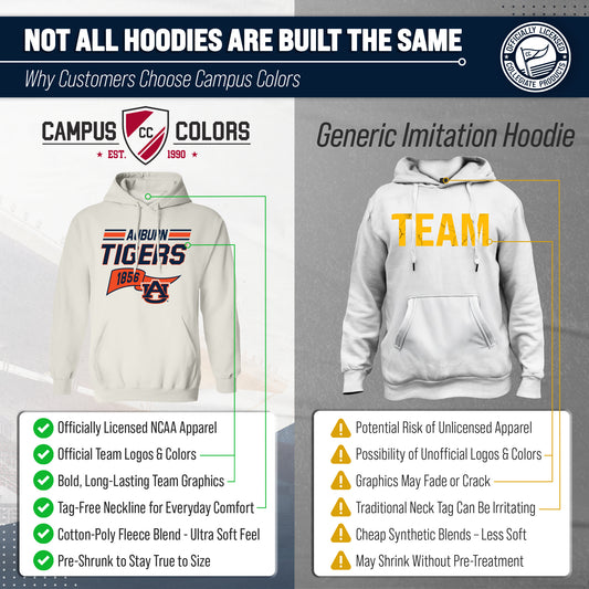 Auburn Tigers NCAA Varsity Club Pennant Hoodie Fleece Men Women - Off White