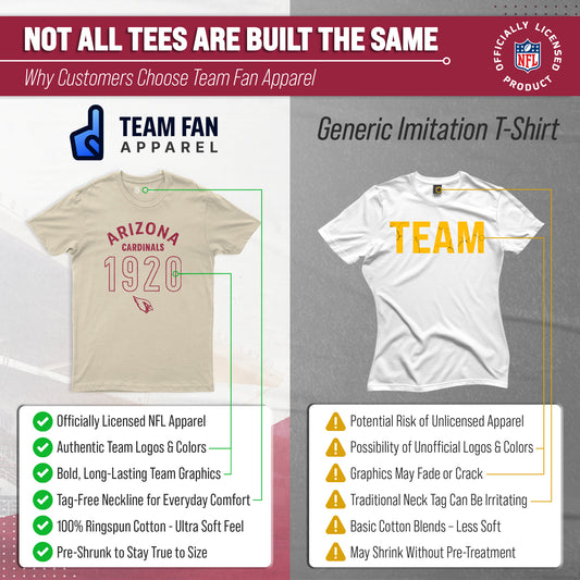 Arizona Cardinals Big Date Tag-Less T-Shirt - Natural