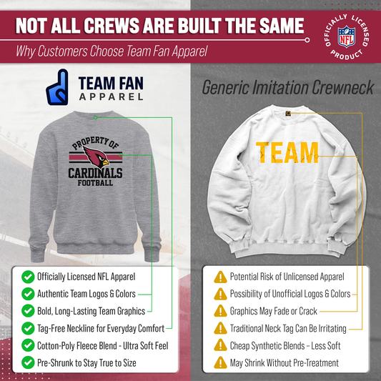 Arizona Cardinals NFL Property Of Crewneck Sweatshirt - Sport Gray