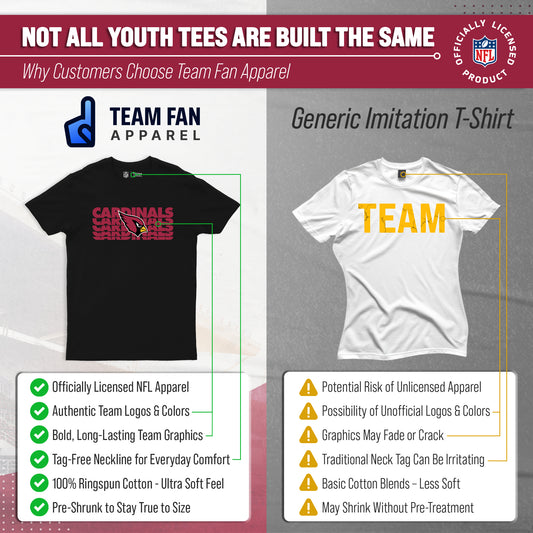Arizona Cardinals NFL Youth Repeating Logo Football T-Shirt - Black