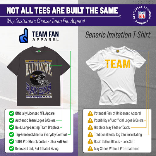Baltimore Ravens NFL Franchise Oversized Cotton Tee Men Fan Short Sleeve - Black